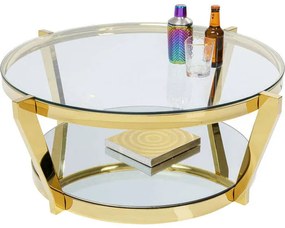 Τραπέζι Μέσης Monocolo Μέταλλο-Γυαλί Χρυσό-Καθρέφτης  90x90x38εκ - Χρυσό