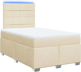 vidaXL Κρεβάτι Boxspring με Στρώμα Κρεμ 120x200 εκ. Υφασμάτινο