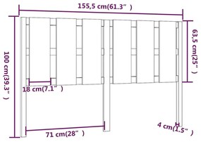 Κεφαλάρι Κρεβατιού Μελί 155,5x4x100 εκ. Μασίφ Ξύλο Πεύκου - Καφέ