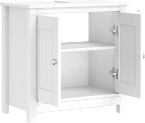vidaXL Ντουλάπι Νιπτήρα BERG Λευκό 60 x 34 x 59 εκ. Μασίφ Ξύλο Πεύκου