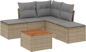 vidaXL Patio Sofa Set 5-θέσια Μίξη μπεζ και ανοιχτό γκρι