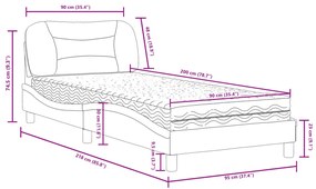 Κρεβάτι με Στρώμα Taupe 90x200 εκ. Υφασμάτινο - Μπεζ-Γκρι