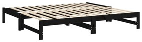 vidaXL Καναπές Κρεβάτι Συρόμενος Μαύρος 2x(90x190) εκ. από Μασίφ Πεύκο