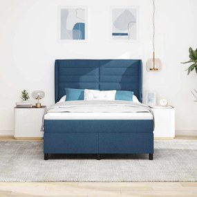 vidaXL Κρεβάτι με ελατήρια με στρώμα Μπλε 140 x 200 cm ύφασμα