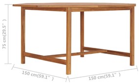 ΤΡΑΠΕΖΙ ΚΗΠΟΥ 150 X 150 X 75 ΕΚ. ΑΠΟ ΜΑΣΙΦ ΞΥΛΟ TEAK 49009