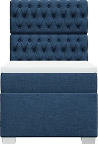 vidaXL Κρεβάτι Boxspring με Στρώμα Μπλε 100 x 200 εκ. Υφασμάτινο
