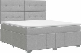 vidaXL Κρεβάτι box spring με στρώμα Ανοιχτό γκρι 140 x 190 cm Ύφασμα