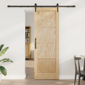 vidaXL Συρόμενη Πόρτα  με Σετ Εξαρτημάτων 73.5x211 εκ. Μασίφ Ξύλο Πεύκου