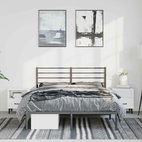 vidaXL Πλαίσιο Κρεβατιού με Κεφαλάρι Μαύρο 150 x 200 εκ. Μεταλλικό
