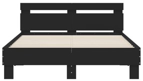 Πλαίσιο Κρεβατιού με Κεφαλάρι/LED Μαύρο 120 x 190 εκ - Μαύρο