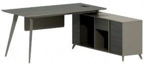 Γραφείο Lux Series HM2116 180Χ140Χ75Υcm Αναστρέψιμη Γωνία Grey-Mocca