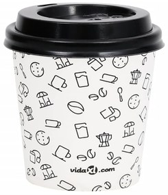 vidaXL Ποτήρια Καφέ Χάρτινα με Καπάκια 120 ml 250 Τεμάχια Λευκά&Μαύρα