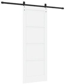 vidaXL Συρόμενη Πόρτα  με Σετ Εξαρτημάτων Λευκή 78x211 εκ. Συμπαγές Ξύλο Πεύκου