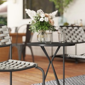 Outsunny Σετ επίπλων κήπου από Polyrattan, Εξωτερικό σαλόνι έπιπλα μπαλκονιού για 2 άτομα, 3 τεμάχια 2 καρέκλες, τραπέζι Γκρι