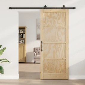 vidaXL Συρόμενη Πόρτα με Σετ Εξαρτημάτων 86x211 cm Συμπαγές Ξύλο Πεύκο