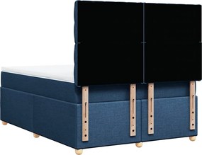 vidaXL Κρεβάτι Boxspring με Στρώμα Μπλε 140x190 εκ. Υφασμάτινο
