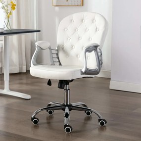 Καρέκλα Γραφείου Περιστρεφόμενη Λευκή από Συνθετικό Δέρμα  - Λευκό