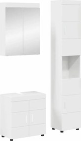 vidaXL Σετ Επίπλων Μπάνιου TULUM 3 pcs Υψηλής γυαλάδας λευκό