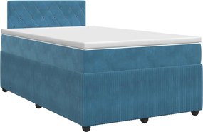 vidaXL Κρεβάτι box spring με στρώμα Μπλε 120 x 190 cm Βελούδο