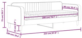 Καναπές Κρεβάτι με Στρώμα Ανοιχτό Γκρι 90 x 200 εκ. Βελούδινος - Γκρι