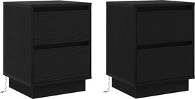 vidaXL Κομοδίνο 2 τμχ. Μαύρη Οξυά 39 x 34,5 x 50 εκ.