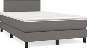 vidaXL Κρεβάτι Boxspring με Στρώμα Γκρι 120x200εκ. από Συνθετικό Δέρμα