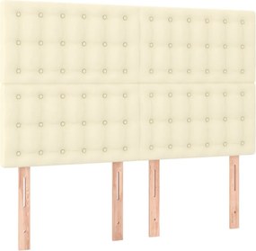 vidaXL Κρεβάτι Boxspring με Στρώμα &amp; LED Κρεμ 140x190 εκ. Συνθ. Δέρμα