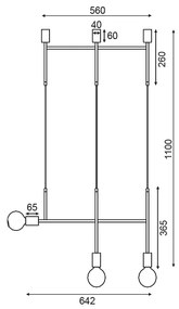 Φωτιστικό Οροφής 3ΧΕ27 ΜΑΥΡΟ ΜΕΤΑΛΛΙΚΟ 64X4X110CM KYOTO - Μέταλλο - TNK853P64BK