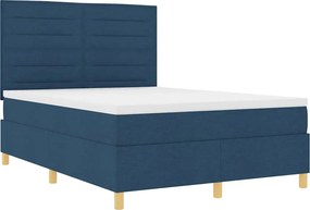 vidaXL LED Κρεβάτι με βάθρο με στρώμα Μπλε 160 x 200 cm ύφασμα