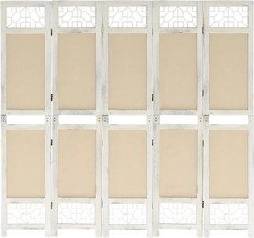 vidaXL Διαχωριστικό Δωματίου με 5 Πάνελ Κρεμ 175 x 165 εκ. Υφασμάτινο