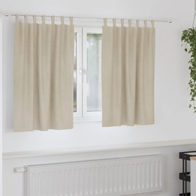 vidaXL Κουρτίνες με κουρτίνες 2 pcs Κρεμ 140 x 140 cm Βελούδο