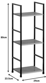 Βιβλιοθήκη-ραφιέρα Bitok φυσικό-μαύρο μέταλλο 29x23.5x80εκ 29x23.5x80 εκ.