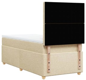 vidaXL Κρεβάτι Boxspring με Στρώμα Κρεμ 100 x 200 εκ. Υφασμάτινο