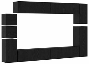 vidaXL Σετ επίπλου τηλεόρασης 9 pcs Μαύρη δρυς Επεξεργασμένο ξύλο