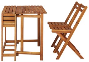 vidaXL Τραπέζι με Γλάστρα και 2 Καρέκλες Μπιστρό Μασίφ Ξύλο Ακακίας