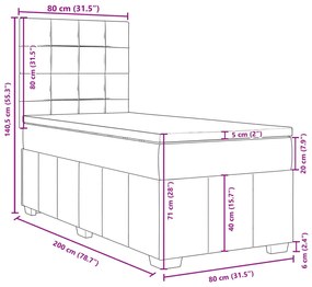 ΚΡΕΒΑΤΙ BOXSPRING ΜΕ ΣΤΡΩΜΑ ΣΚΟΥΡΟ ΓΚΡΙ 80X200 ΕΚ. ΥΦΑΣΜΑΤΙΝΟ 3291496