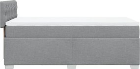 vidaXL Κρεβάτι Boxspring με Στρώμα Ανοιχτό Γκρι 90x190 εκ. Υφασμάτινο