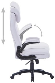 Καρέκλα Περιστρεφόμενη Ρυθμιζόμενη Λευκή από Συνθετικό Δέρμα - Λευκό