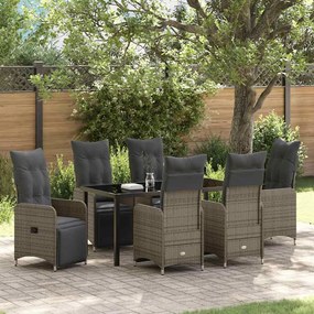 vidaXL Σέτ φαγητού για κήπο με μαξιλάρι 7 pcs Μπεζ Πολυ ράταν