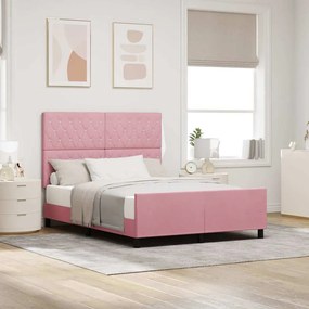 vidaXL Σκελετός Κρεβατιού με κεφαλάρι Ροζ 160 x 200 cm Βελούδο