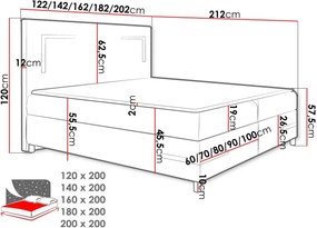 Επενδυμένο κρεβάτι Delos-Gkri Skouro-120 x 200