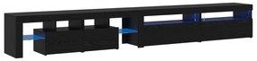 vidaXL TV Cabinets 3 τμχ με Φώτα LED Μαύρη Δρυός Επεξεργασμένο Ξύλο