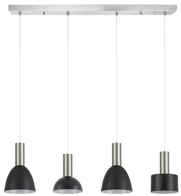 Φωτιστικό Οροφής  SE21-NM-4-4BL-MS123 ADEPT FLEX Nickel Matt Pendant Black Metal Shade+ - 77-8927 - 51W - 100W - 77-8927