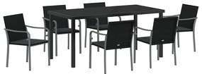 vidaXL Σέτ φαγητού για κήπο 7 pcs Μαύρο και Γκρι Ράτα PE