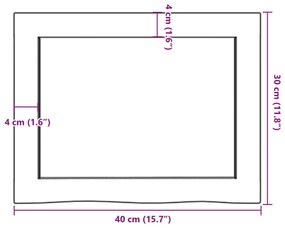 Πάγκος Μπάνιου 40x30x(2-6) εκ. από Ακατέργαστο Μασίφ Ξύλο - Καφέ