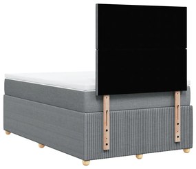 vidaXL Κρεβάτι Boxspring με Στρώμα Ανοιχτό Γκρι 120x200 εκ. Υφασμάτινο