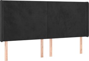 vidaXL Κρεβάτι Boxspring με Στρώμα &amp; LED Μαύρο 180x200 εκ. Βελούδινο