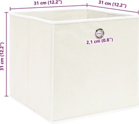 vidaXL Κουτιά Αποθήκευσης 4 τεμ. Λευκά 32 x 32 x 32 εκ. Υφασμάτινα