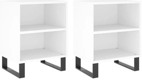 vidaXL Κομοδίνα 2 τεμ. Λευκά 40 x 30 x 50 εκ. από Επεξεργασμένο Ξύλο