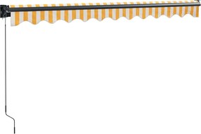 vidaXL Τέντα Πτυσσόμενη Κίτρινη/Λευκή 3,5 x 2,5 μ. Ύφασμα / Αλουμίνιο